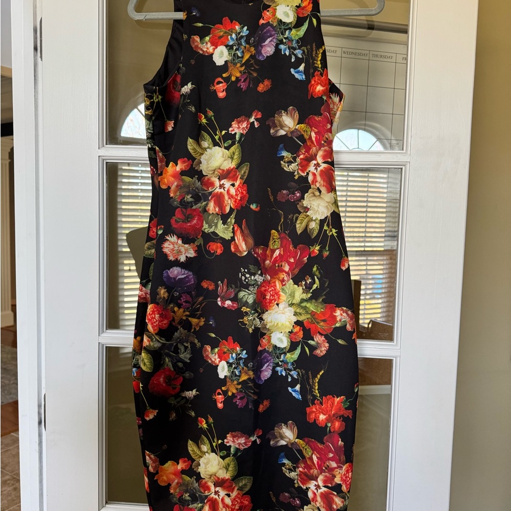 NWT Abbeline Black Floral Scuba Dress SZ S